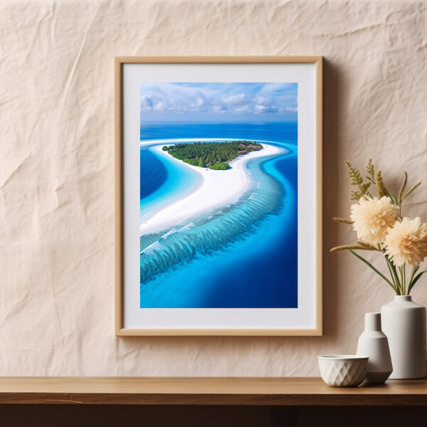 décor cadre pour photo au dessus d'une table atoll vue de drone