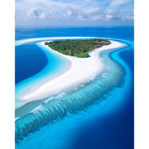 Photo vue de drone d'un atoll paradisiaque aux Maldives IA art créatif